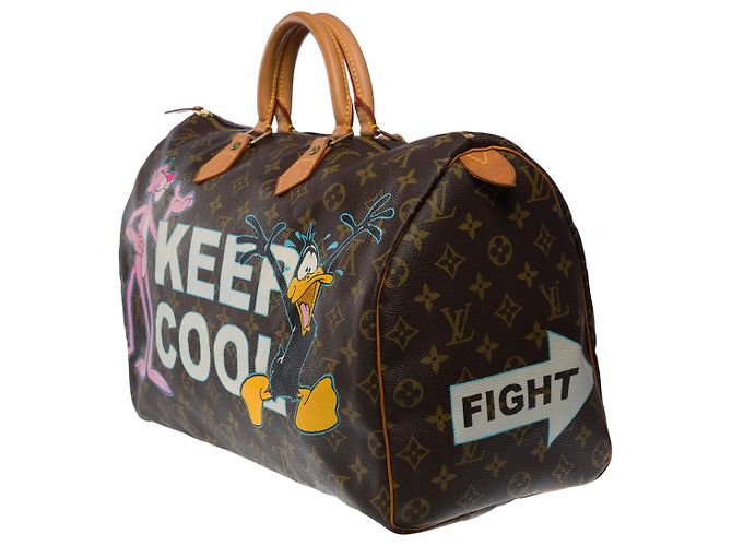 Speedy Louis Vuitton Borsa veloce 40 personalizzato "Keep Cool"-13240121210 Marrone - vista 4