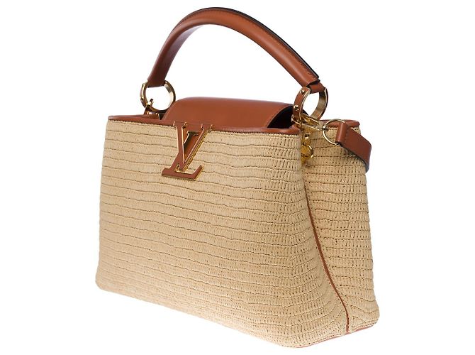 Borsa LOUIS VUITTON Capucines in vimini Beige - 101055 - vista 4