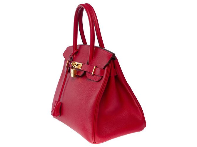 Hermès Sac HERMES Birkin 30 en Cuir Rouge - 101082 - vue 4
