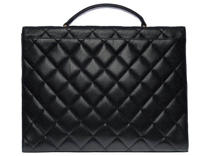 Chanel cartella in pelle caviale nera -101086 Nero - vista 2