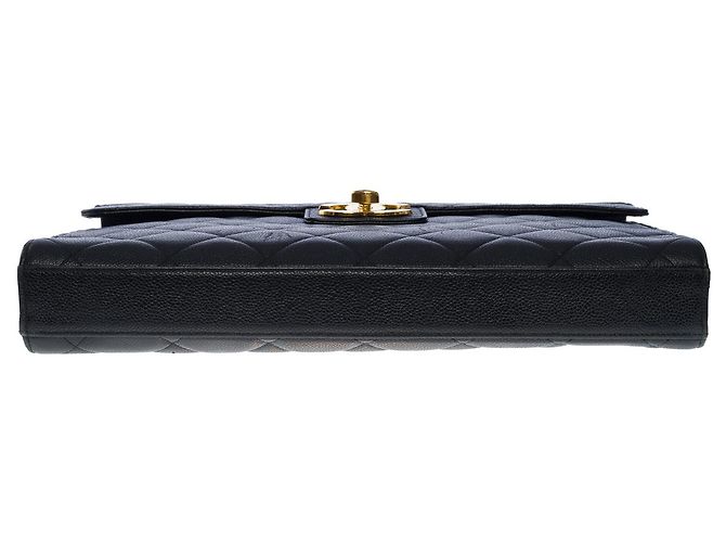 Chanel cartella in pelle caviale nera -101086 Nero - vista 9