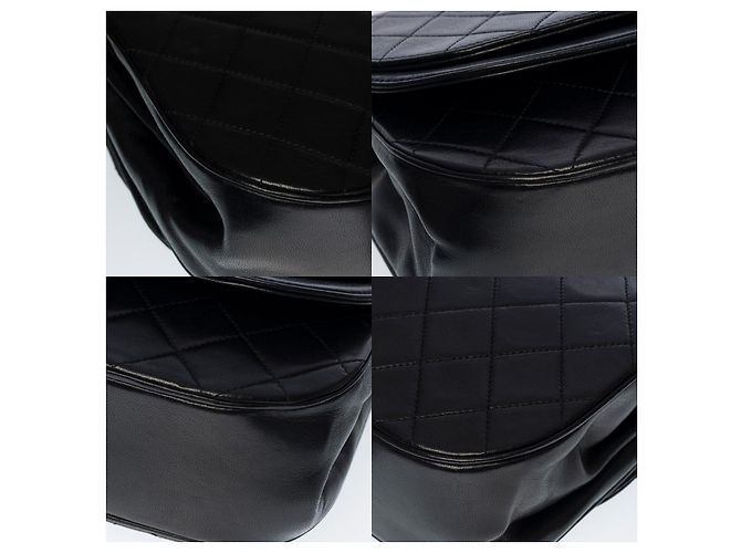 Timeless CHANEL BOLSA CLÁSSICA COM FLAP MEIA-LUA BOLSA TRANSVERSAL EM COURO PRETO ACOLCHOADO100414 - vista 10