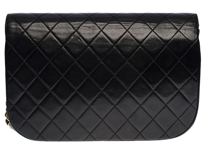 Timeless CHANEL BOLSA CLÁSSICA COM FLAP MEIA-LUA BOLSA TRANSVERSAL EM COURO PRETO ACOLCHOADO100414 - vista 2