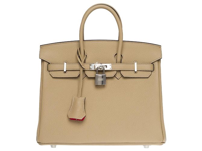 Hermès Borsa Hermes Birkin 25 in Pelle Beige - 100908 - vista 2