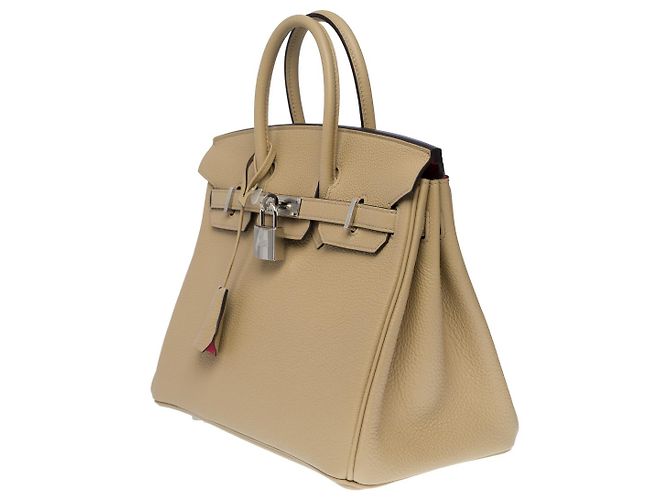 Hermès Borsa Hermes Birkin 25 in Pelle Beige - 100908 - vista 4
