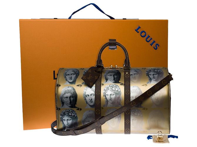 Louis Vuitton Borsa da viaggio Keepall 45 fornasetti in pelle oro-3335017753 D'oro - vista 10