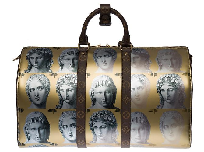 Louis Vuitton Borsa da viaggio Keepall 45 fornasetti in pelle oro-3335017753 D'oro - vista 2