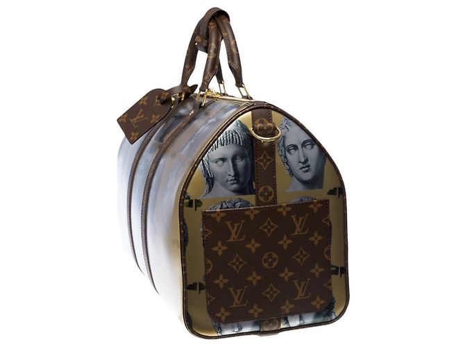 Louis Vuitton Borsa da viaggio Keepall 45 fornasetti in pelle oro-3335017753 D'oro - vista 3