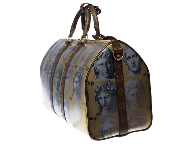 Louis Vuitton Borsa da viaggio Keepall 45 fornasetti in pelle oro-3335017753 D'oro - vista 4