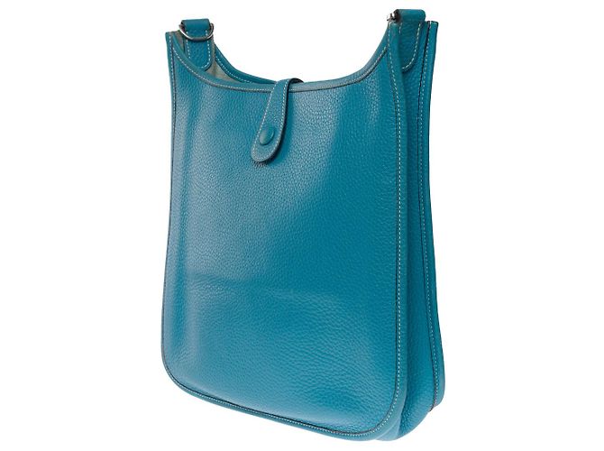 Hermès Borsa a tracolla Evelyne 29 jeans in pelle blu-101093 - vista 4