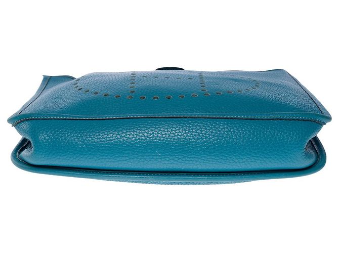 Hermès Borsa a tracolla Evelyne 29 jeans in pelle blu-101093 - vista 9