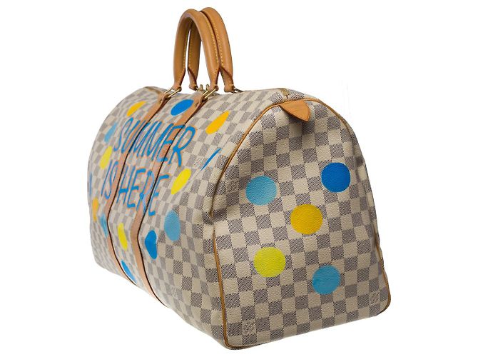 Borsa Keepall LOUIS VUITTON in tela bianca - 101063 Bianco - vista 3
