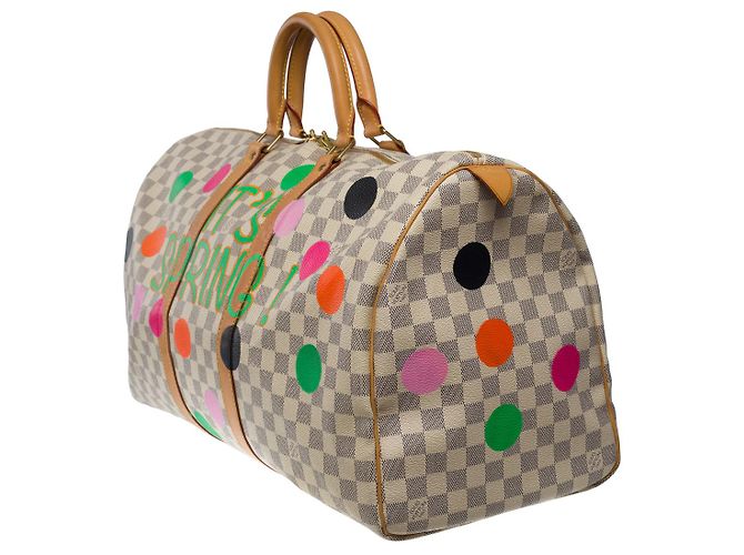 Borsa Keepall LOUIS VUITTON in tela bianca - 101063 Bianco - vista 4
