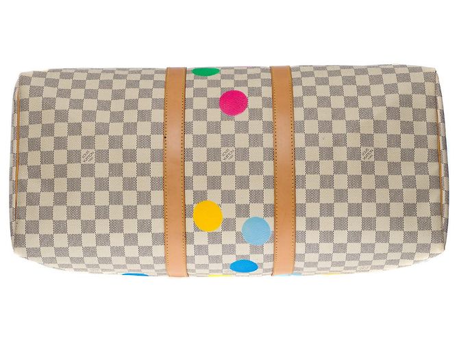 Borsa Keepall LOUIS VUITTON in tela bianca - 101063 Bianco - vista 9