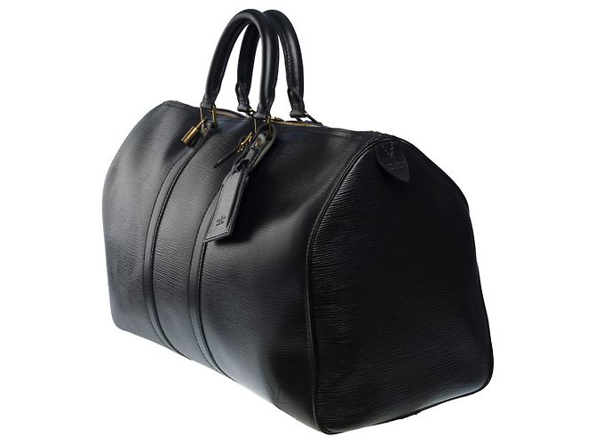 Louis Vuitton Borsa da viaggio Keepall 45 in pelle Epi nera -101107 Nero - vista 3