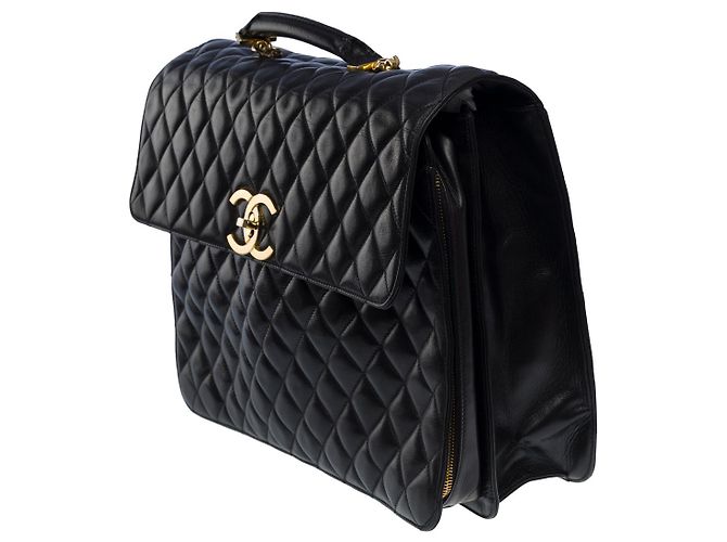 Chanel borsa a tracolla in pelle nera-101091 Nero - vista 4
