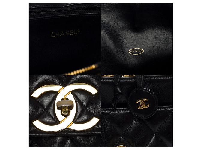 Chanel borsa a tracolla in pelle nera-101091 Nero - vista 6
