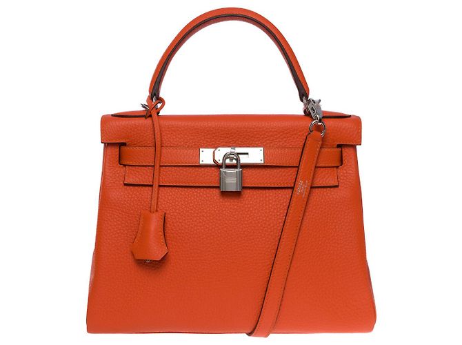 Hermès Borsa Hermes Kelly 28 in Pelle Arancione - 101120 - vista 2