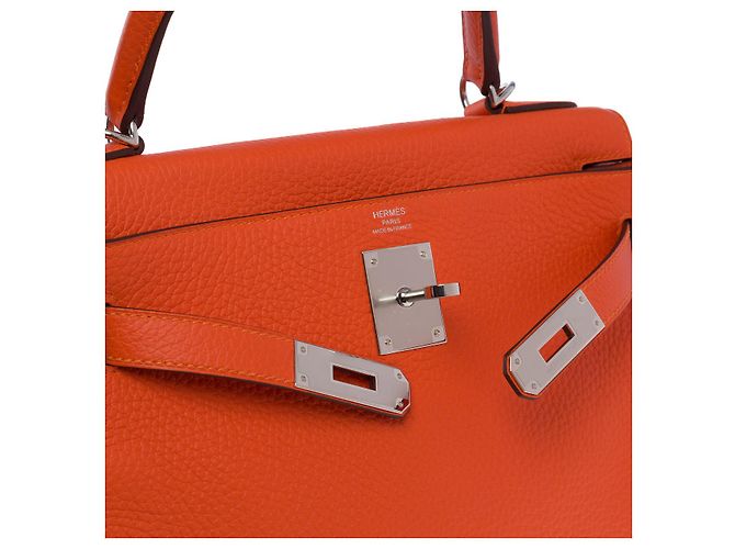 Hermès Borsa Hermes Kelly 28 in Pelle Arancione - 101120 - vista 6