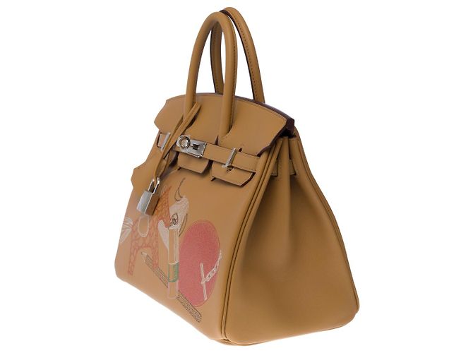Hermès Borsa Hermes Birkin 25 in Pelle Beige - 100636 - vista 4