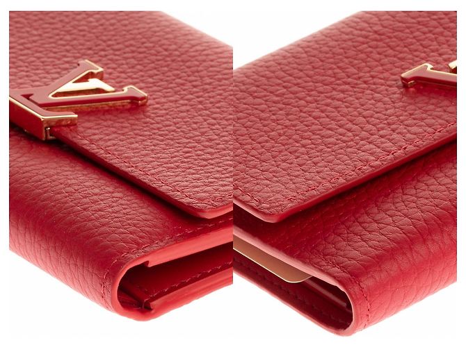 LOUIS VUITTON CAPUCINES COMPACT WALLET IN SCARLET RED TAURILLON LEATHER - view 9