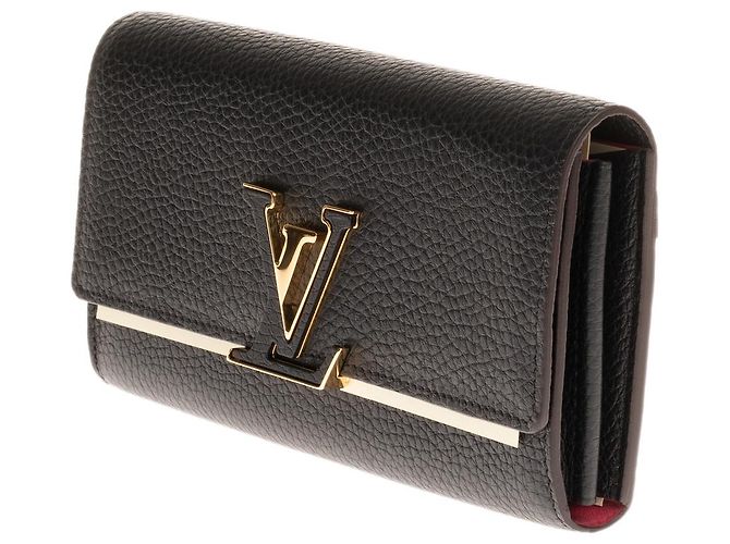 PORTAFOGLIO LOUIS VUITTON CAPUCINES IN PELLE TAURILLON NERA E ROSA - vista 3