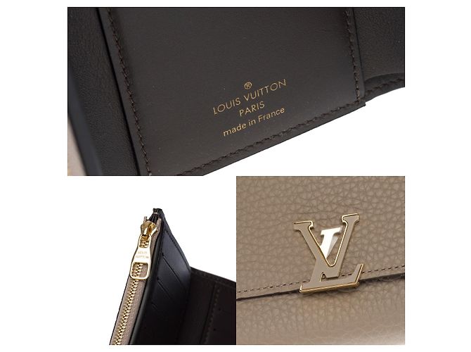 LOUIS VUITTON CAPUCINES COMPACT WALLET IN PEBBLE GRAY TAURILLON LEATHER - view 5