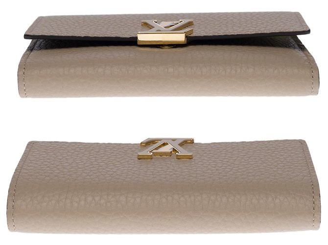 LOUIS VUITTON CAPUCINES COMPACT WALLET IN PEBBLE GRAY TAURILLON LEATHER - view 8