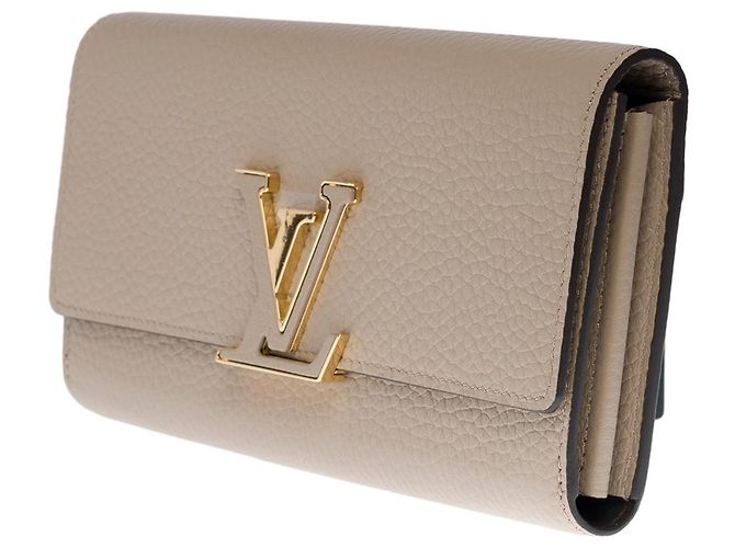 PORTAFOGLIO LOUIS VUITTON CAPUCINES IN GALLET GRIGIO E PELLE TAURILLON MARRONE - vista 3