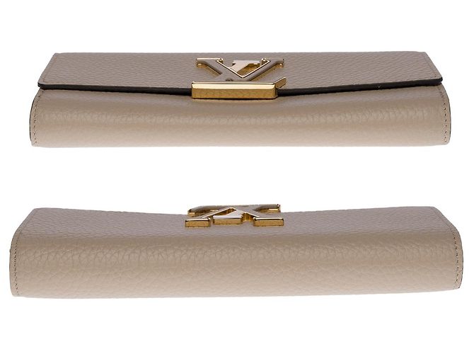 PORTAFOGLIO LOUIS VUITTON CAPUCINES IN GALLET GRIGIO E PELLE TAURILLON MARRONE - vista 7