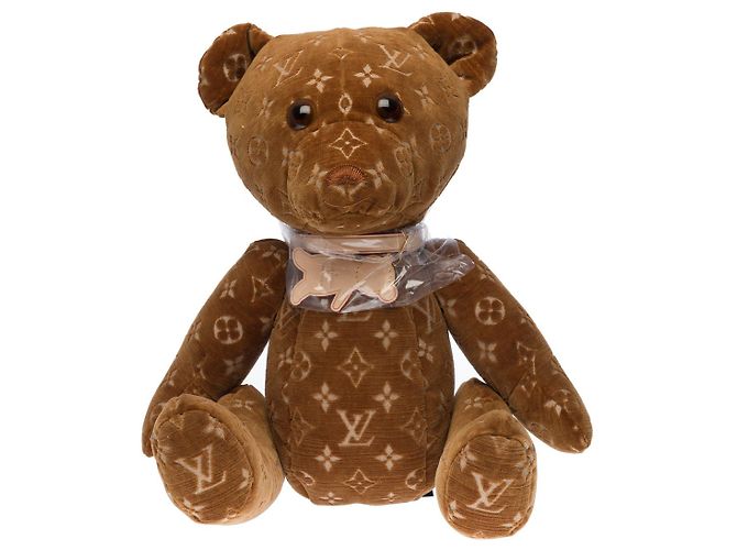 EXCEPTIONNEL OURS EN PELUCHE LOUIS VUITTON "DOUDOU" EN TISSU DOUX BEIGE ET MARRON MONOGRAMME - vue 3