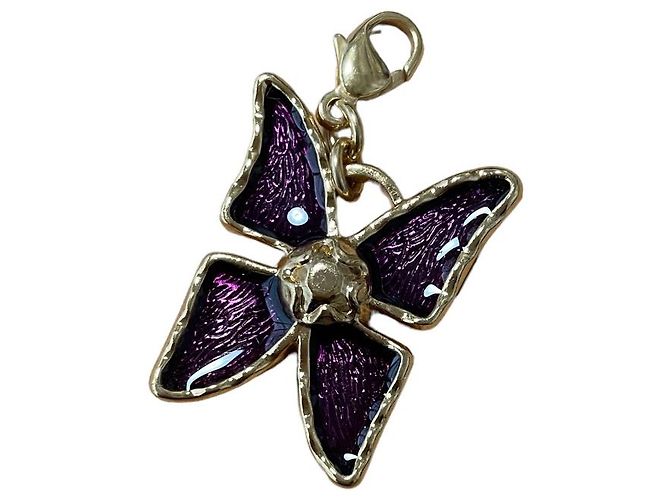 Pendente, Ciondolo vintage Yves Saint Laurent "Farfalla". 80S D'oro Viola scuro - vista 3