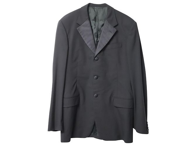 Prada Completo Giacca Monopetto e Tailleur Pantalone in Lana Nera - vista 2
