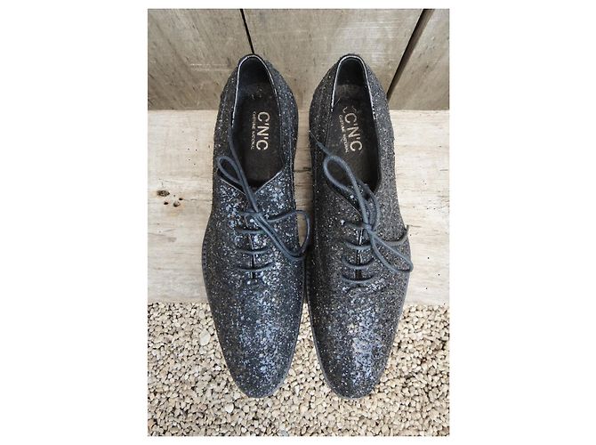 Scarpe Oxford Brogue Costume National pelle glitterata nera Nero - vista 6