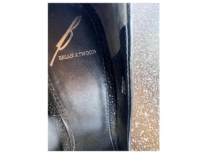 Décolleté Peep Toe Brian Atwood in pelle nera con plateau glitter - vista 4