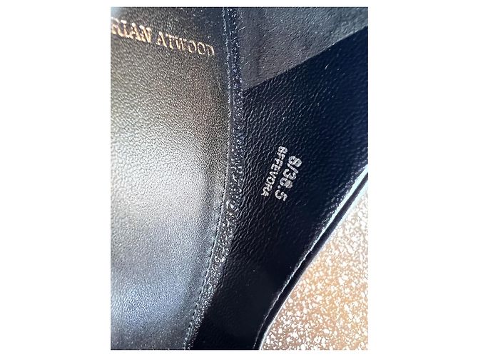 Décolleté Peep Toe Brian Atwood in pelle nera con plateau glitter - vista 5