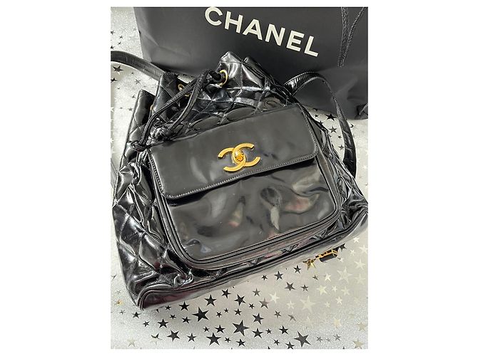 Zaino Chanel in vernice nera Nero - vista 11