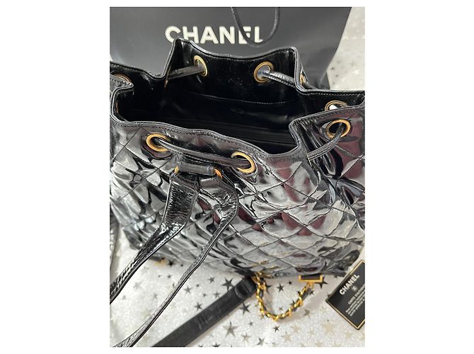 Zaino Chanel in vernice nera Nero - vista 7