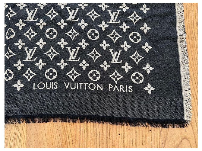 Sciarpa Louis Vuitton Miss LV in seta nera Nero - vista 4
