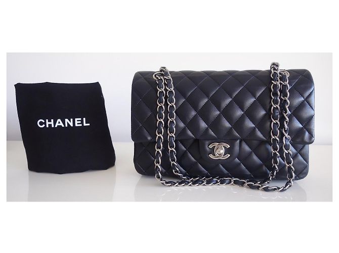Timeless Borsa media Chanel Classic Blu navy - vista 13