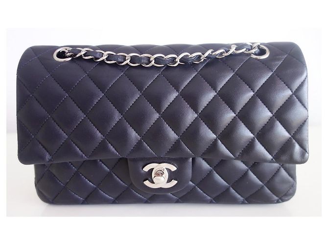 Timeless Borsa media Chanel Classic Blu navy - vista 2