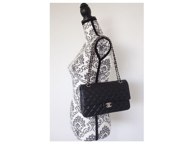 Timeless Borsa media Chanel Classic Blu navy - vista 4
