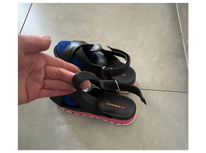Sandali Prada in pelle nera con chiusura a velcro Nero - vista 4