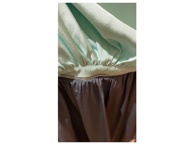 Tibi Seiden Cape Kleid Grau Creme Hellgrün - Ansicht 7