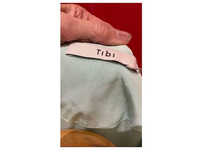 Tibi Seiden Cape Kleid Grau Creme Hellgrün - Ansicht 8