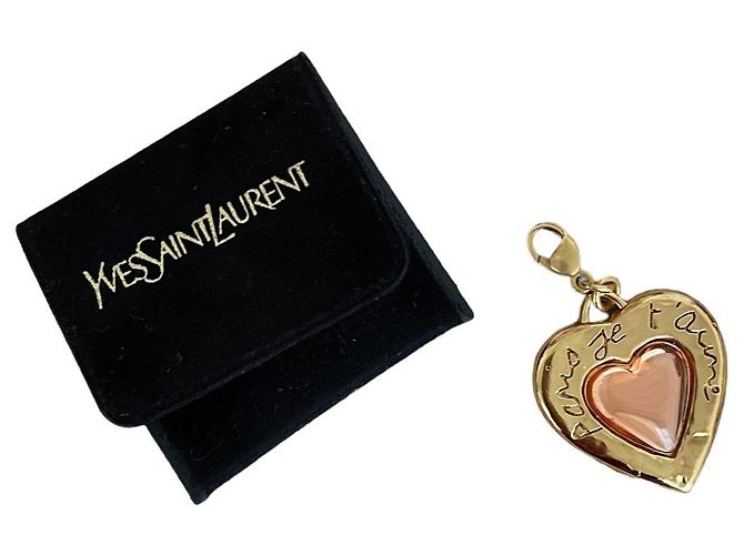 Pendentif Cœur Yves Saint-Laurent "Paris Je T'aime" - Métal Doré Et Verre, Occasion