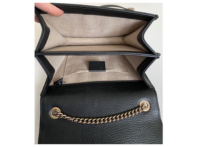 Borsa a tracolla Gucci Interlocking GG catena pelle nera Nero - vista 12