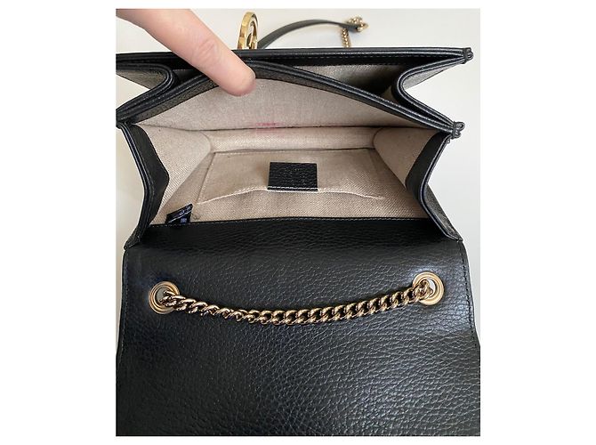 Borsa a tracolla Gucci Interlocking GG catena pelle nera Nero - vista 13