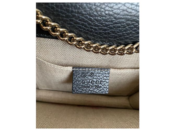 Borsa a tracolla Gucci Interlocking GG catena pelle nera Nero - vista 14