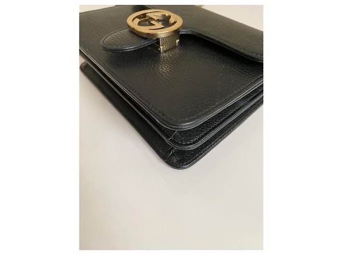 Borsa a tracolla Gucci Interlocking GG catena pelle nera Nero - vista 8